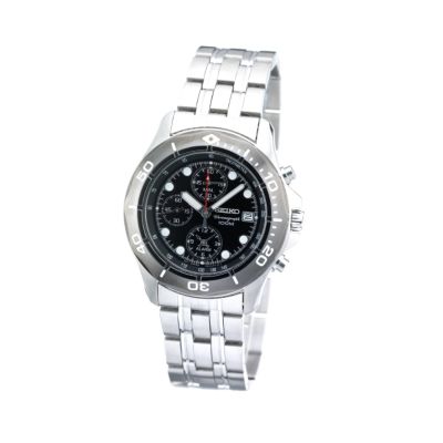 Seiko Men's Round Black Dial Chronograph Watch
