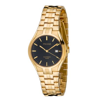 Pulsar Gold Plated Black Dial Bracelet Watch