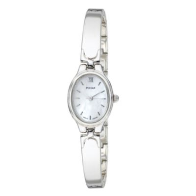 Pulsar Ladies`Mother of Pearl Dial Semi-Bangle Watch