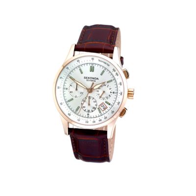 Sekonda Men` Leather Strap Watch