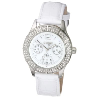 Morgan Ladies' Stone-set White Leather Strap Watch - Product number 5929946