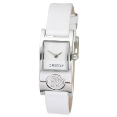 Morgan Ladies' Stone-set Heart Leather Strap Watch - Product number 5929970