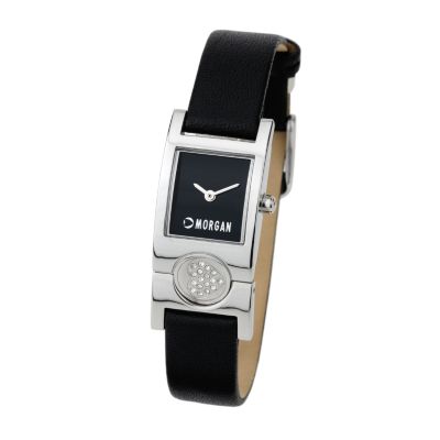 Morgan Ladies' Stone-set Black Strap Watch - Product number 5929989