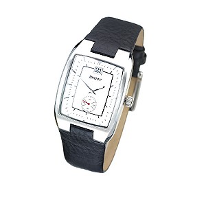 DKNY Men` Black Leather Watch
