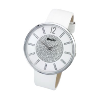 DKNY Ladies' Large Round White Dial Strap Watch