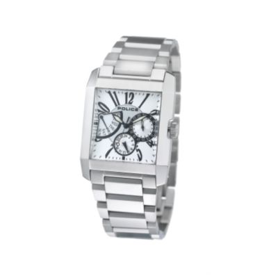 Men` Rectangular White Dial Bracelet Watch