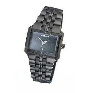 Police Men` Black Ion-plated Bracelet Watch