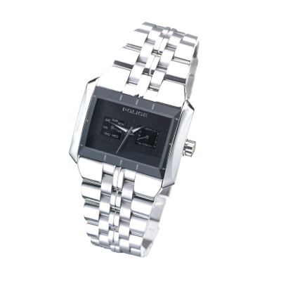 Police Men` Rectangular Black Dial Bracelet Watch