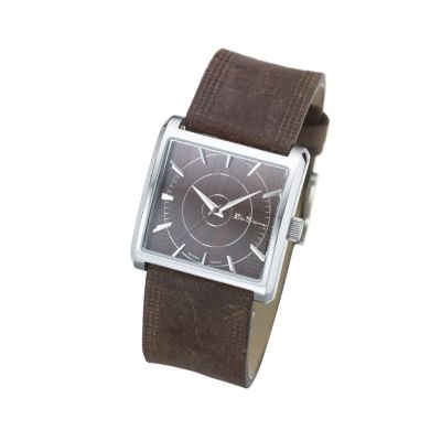 ` Brown Leather Strap Watch