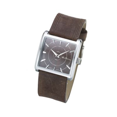 ` Brown Leather Strap Watch