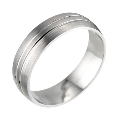 9ct white gold 6mm plain court wedding ring