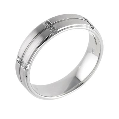 18ct white gold diamond groove design ring - Product number 5934613