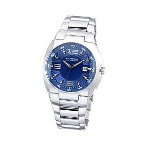 Fossil Men` Round Blue Dial Bracelet Watch