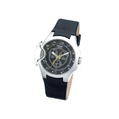 Diesel Men's Round Black Dial and Black Leather Strap Watch - Product number 5936462