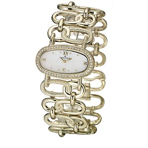 AK Anne Klein Anne Klein Ladies`Gold-plated Stone-set Bracelet Watch
