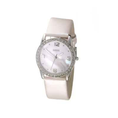 Oasis Ladies Stoneset Baby Pink Strap Watch