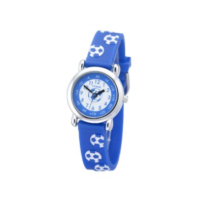 Child` Blue and White Football Strap Watch