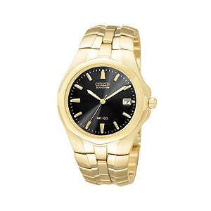 Eco-Drive Men` Gold-plated Bracelet Watch