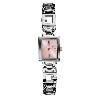 Guess Ladies' Rectangular Pink Dial Bracelet Watch