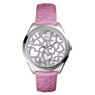 Guess Ladies`Round Dial and Pink Strap Watch