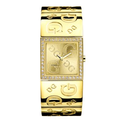 Guess Ladies`Gold-plated Logo Semi-bangle Watch