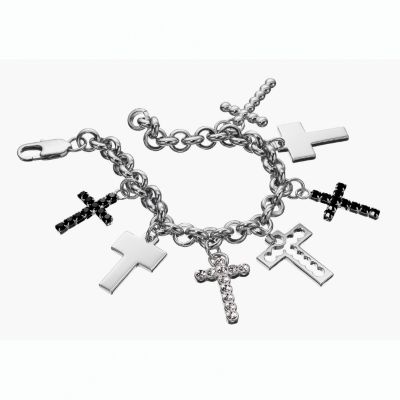 D&G stainless steel cross charm bracelet