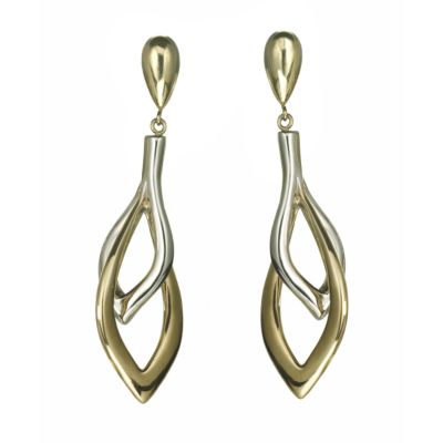 9ct two-colour gold drop earrings - Product number 5938686