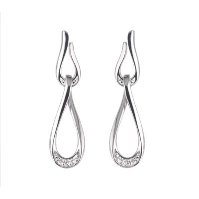 9ct white gold with diamonds loop earrings - Product number 5938716