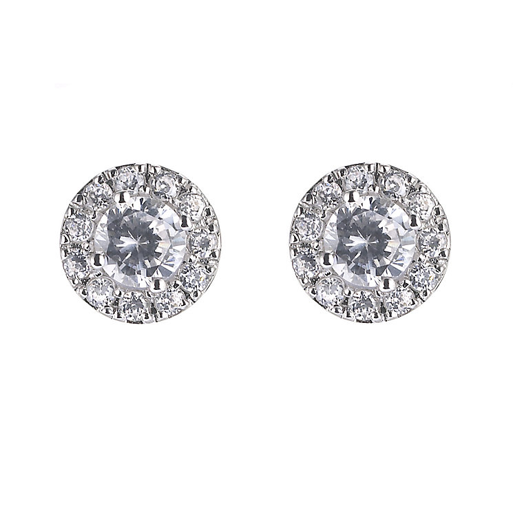 9ct white gold cubic zirconia vintage stud earrings - Product number ...