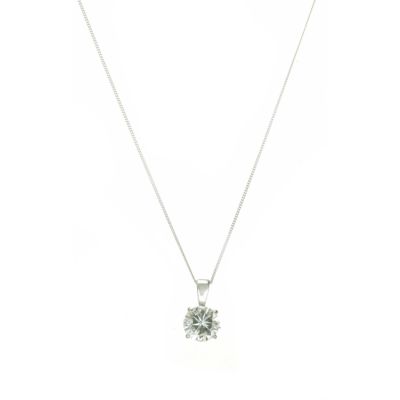 9ct white gold 7mm cubic zirconia solitaire pendant - Product number 5939356