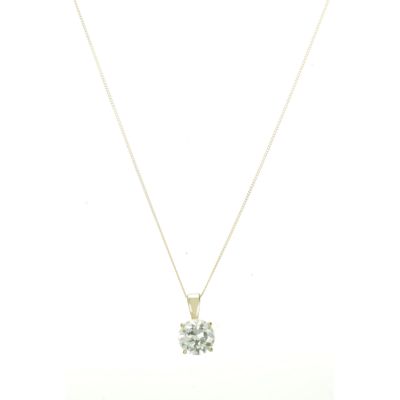 9ct gold 7mm cubic zirconia solitaire pendant - Product number 5939372