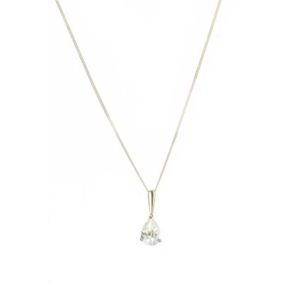 9ct gold cubic zirconia pear drop pendant.