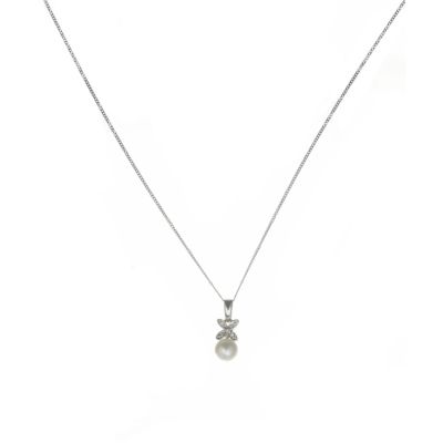9ct white gold cultured freshwater flower pearl pendant - Product number 5940001