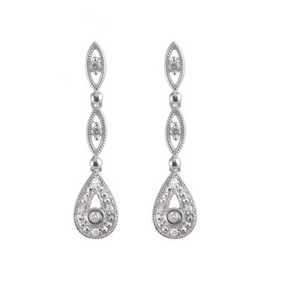 9ct white gold & diamond vintage earrings - Product number 5941555