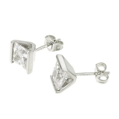 9ct white gold cubic zirconia square 6mm stud earrings - Product number 5941563