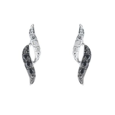 9ct white gold black and white diamond earrings - Product number 5941652