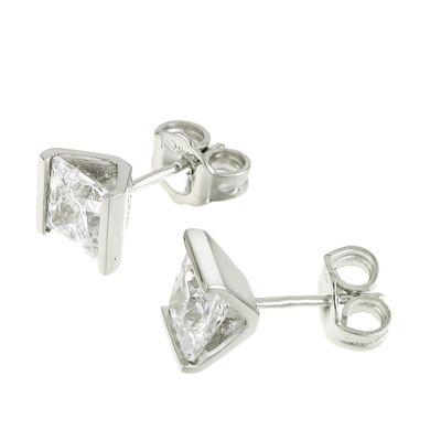 9ct white gold cubic zirconia square 4mm stud earrings - Product number 5941679