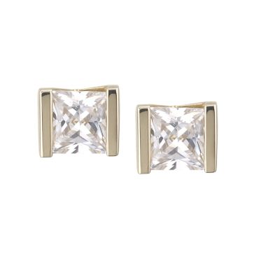 9ct yellow gold tension set cubic zirconia earrings - Product number 5941717