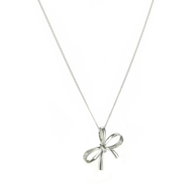 9ct white gold diamond bow pendant - Product number 5942357