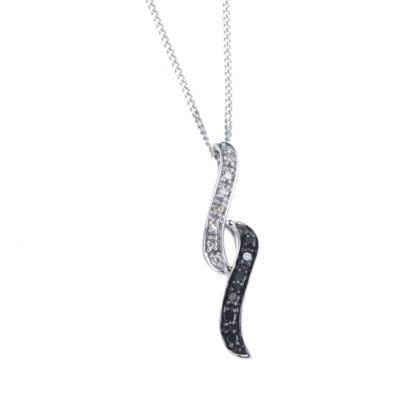 9ct white gold black and white diamond pendant - Product number 5942373