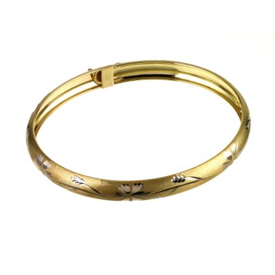 9ct gold And Rhodium Hinge Bangle