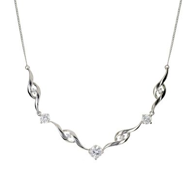 9ct White Gold Cubic Zirconia Necklace