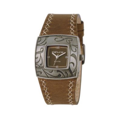 Ladies`Brown Leather Strap Watch