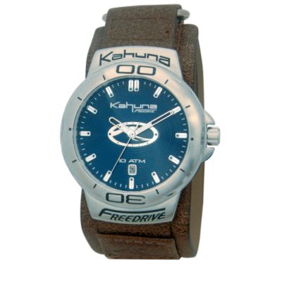 Kahuna Men's Freedrive Brown Leather Strap Watch