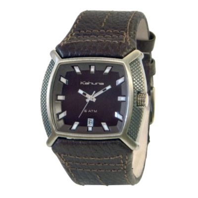 Kahuna Men's Brown Leather Strap Watch