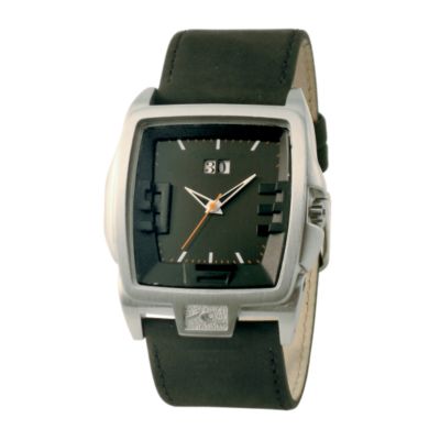 Kahuna Men's Square Dial Black Leather Strap Watch