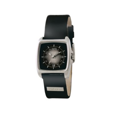 Kahuna Ladies' Square Dial Black Leather Strap Watch