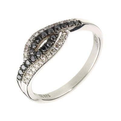 9ct white gold quarter carat black and white diamond ring - Product number 5945763