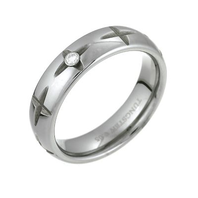 Tungsten Star Design Diamond Set Ring - Product number 5952859
