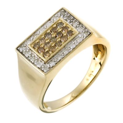 9ct Yellow Gold Half Carat Brown And White